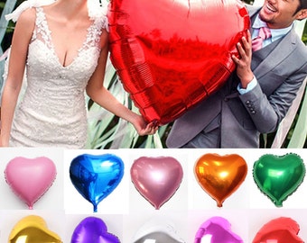 9 Colors 10" 18" 30" Heart Foil Helium Balloons Wedding Birthday Party Engagement Decoration Reusable