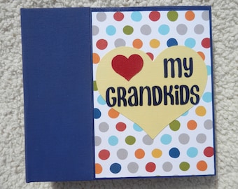 6x6 Grandparent Chipboard Scrapbook Album Navy Blue
