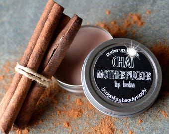 Chai Lip Balm. Chai Tea. Motherf*cker. Funny Lip Balm. Chai Tea Lip Balm. Lip Balm. Herbal Lip Balm. Beeswax Lip Balm. Swear Words.