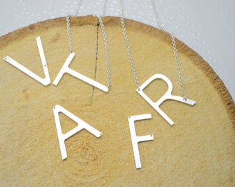 Large initial necklace oversized letter alphabet personalized sideways initial oversize letter bridesmaids christmas stocking stuffer