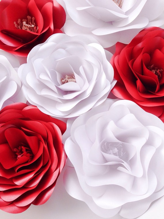 Elegant Red White Paper Flowers Wedding Decoration Wedding