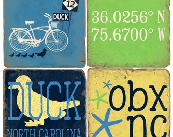 Duck Outer Banks Italian Marble Coasters (set of 4)