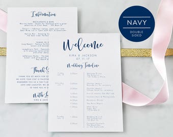 Wedding Itinerary-Editable PDF-Welcome Bag-Wedding Timeline-Welcome Letter-Wedding Favor-Wedding Printable-PDF Instant Download-#SN026_IT