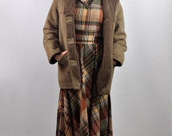 Vintage Light Brown Sheepskin Shearling Coat