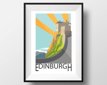 Edinburgh, Scotland, Art Deco, Edinburgh Castle, thejonesboys, art deco, Liverpool prints