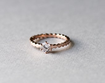 Solitaire Ring, Minimalist Ring, Dainty Ring, Rose Gold Ring, Simple Ring, Stackable Ring, Gift For Her