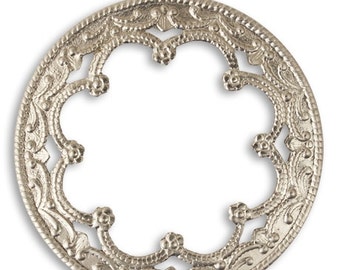 Vintaj 36mm Framed Scrollwork - Artisan Pewter