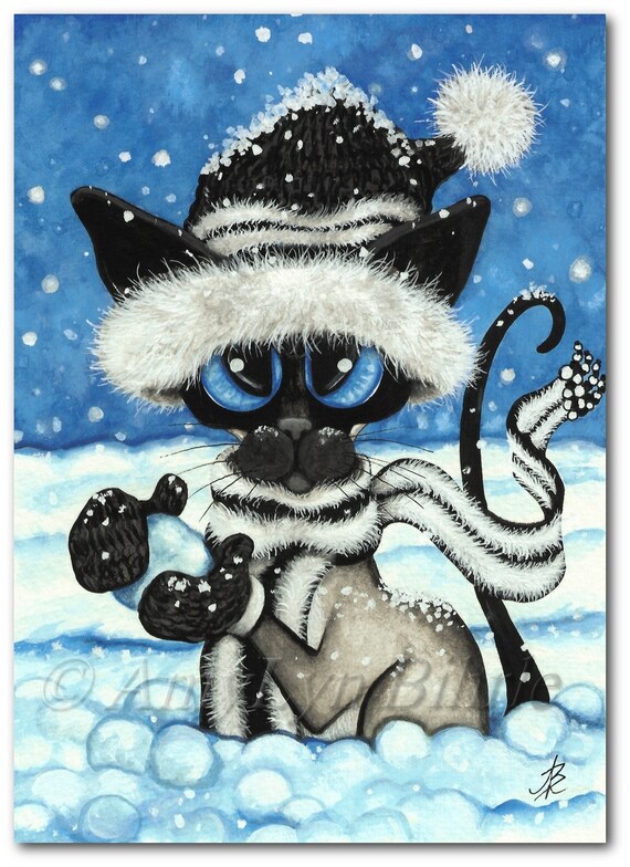 8x10 frame inch Art ck387 by Siamese Prints Bihrle Cat Snowballs