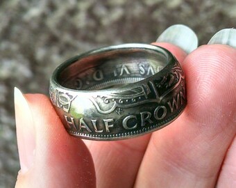 Half Crown Coin Ring - 1948 British Half Crown Coin Ring - Size: 10 1/2