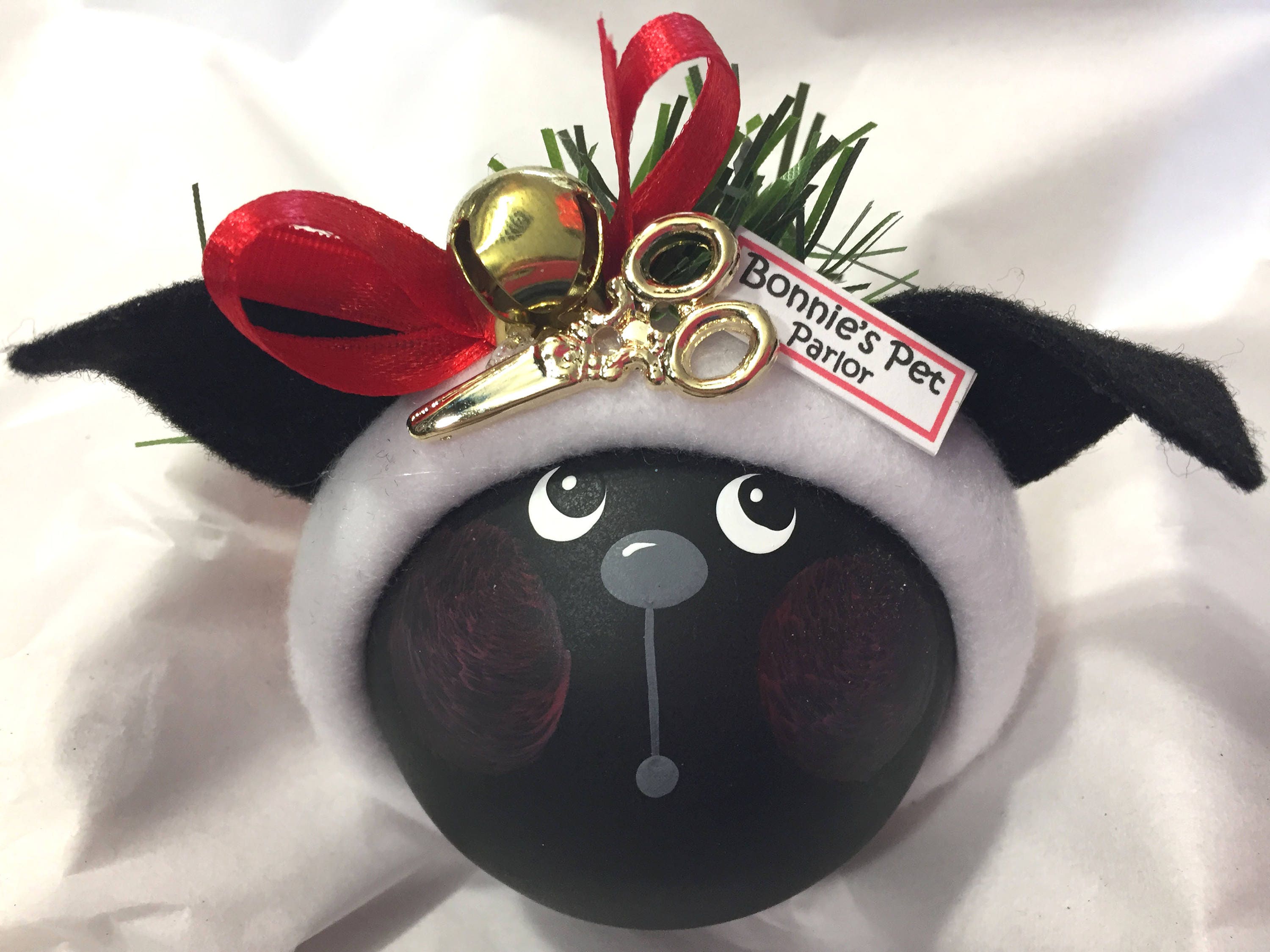 Dog Groomer Christmas Ornaments Black Dog Scissors Jingle Bell