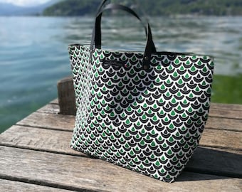 Gypsy tote bag - Green, white and black