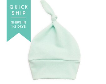 ICED MINT Knotted Hat. Baby Hat. Newborn Hat. Aqua Baby Hat. Mint Baby Hat. Infant Hat. Infant Beanie. Quick Ship.