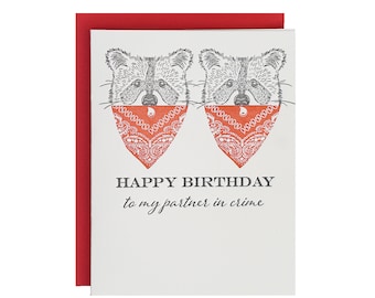 Partner in Crime Letterpress Birthday Card