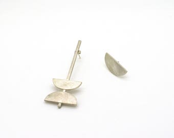 NEW ME Collection - asymmetrical silver earrings, contemporary urban (long+medium)