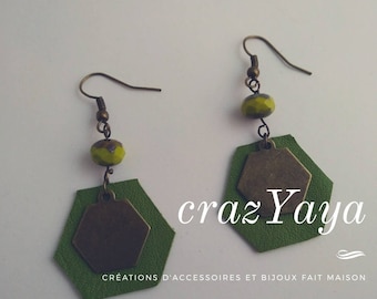 Leather and metal earrings