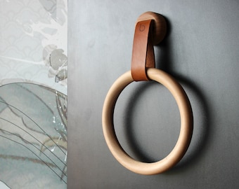 Wooden towel ring, wood towel holder, towel hook, towel bar, bathroom set, towel hanger, bathroom decor, bathtowel holder, hand towel holder