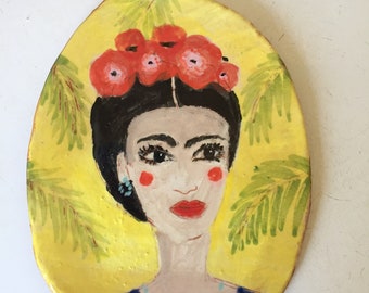 Ceramic Frida Kahlo inspired portrait frame