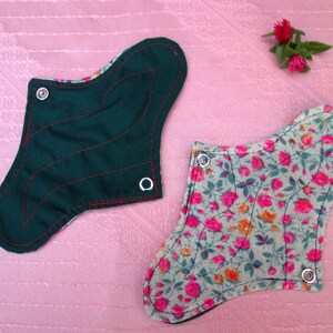 2 Cloth Panty-liners~ washable 20cm / 8" pantyliner~ soft cotton liners for daily use / light flow period days / tampon backup / incontience