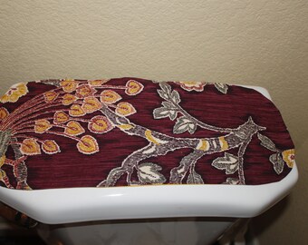 Toilet tank cover, tank topper, bathroom decor, small runner reversible.
