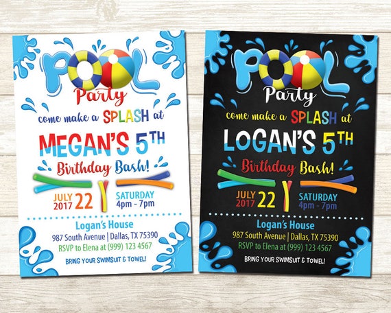 Pool Party Birthday Invitation Swimming Pool Birthday Party