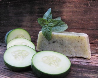 5 Bars Cucumber Mint Soap <Handmade-Natural-Aromatherapy-EssentialOils-Herbal-Antibacterial-ManSoap>