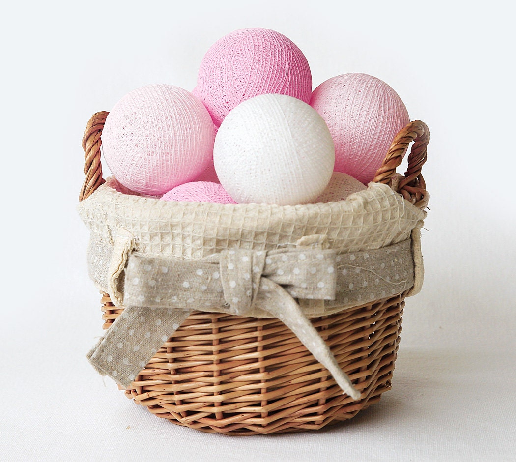20 Sweet Pink Loose Cotton Balls NOT INCLUDE Light String