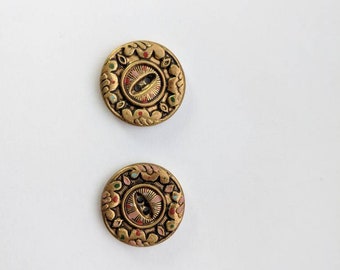 Vintage 30s/40s Brass Plated Art Deco Buttons