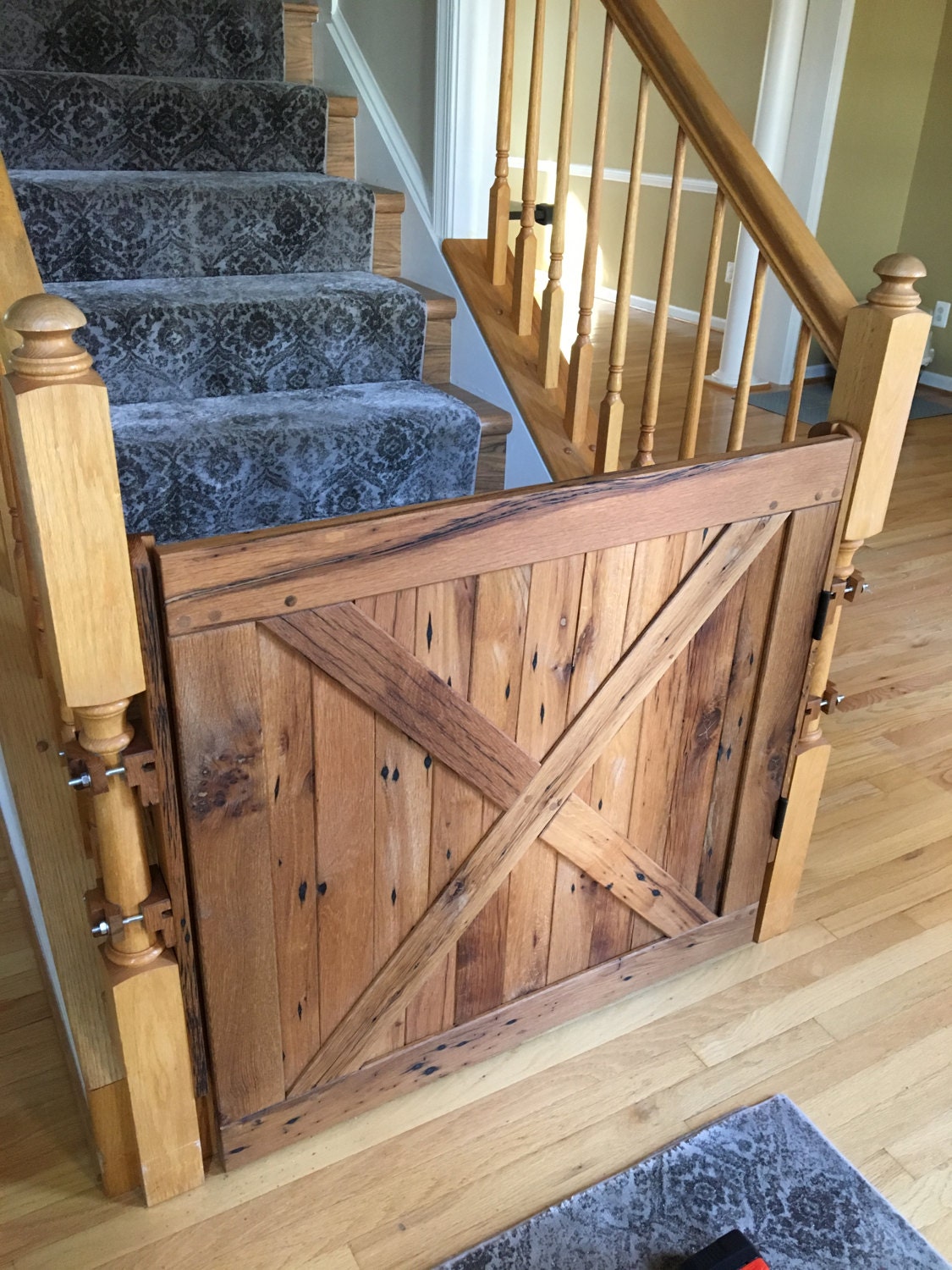 Barn Door Baby Gate, Pet Gate, Stair Gate, Solid Reclaimed Oak