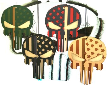 Punisher Skull Car Air Freshener Military Thin Blue Line Patriotic America Desert Storm Hunting Camo Aromatherapy Honor Police