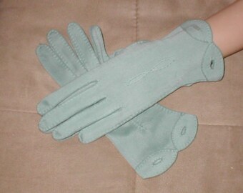 Vintage dusty-green Wrist-length Dress Gloves