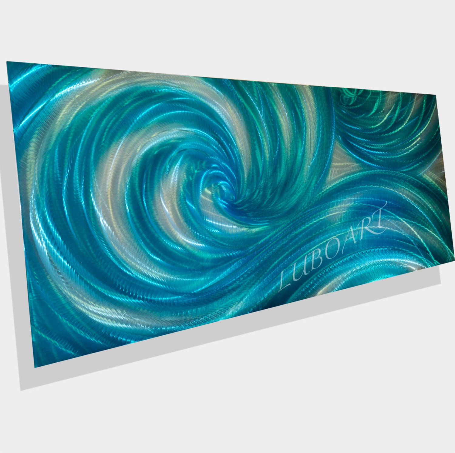 60x24 turquoise ocean wave art painting on