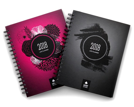 CLEARANCE// Life Planner 2018: Goal Planner + Weekly / monthly / yearly Agenda Calendar Planner Journal (7.75" x 9.25"), Pink or Black