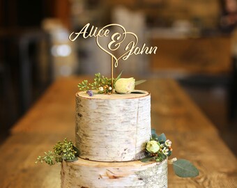 First Names Wood Cake Topper - Wedding Cake Topper