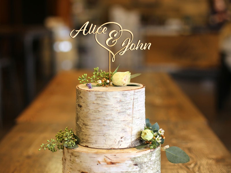 Wooden Cake Toppers Wedding Cakes