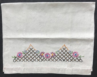 Vintage Embroidered Linen Tea Towel