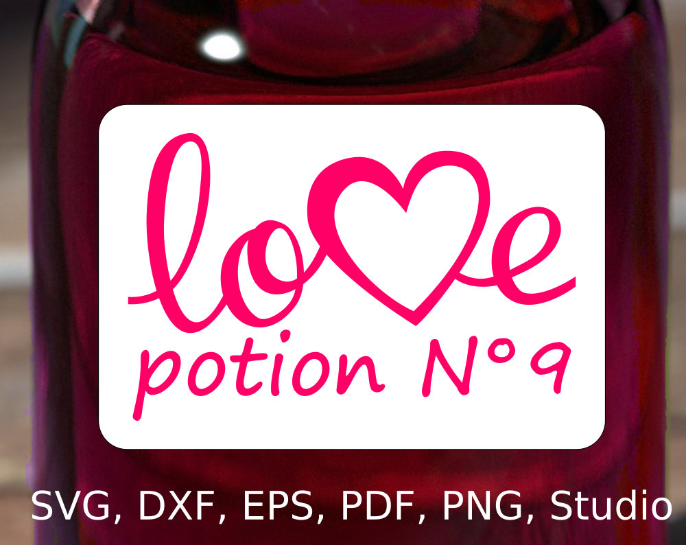 Download Love Potion Number 9 Label SVG file, Printable Love Potion Label PDF, Love Potion No 9 Label ...