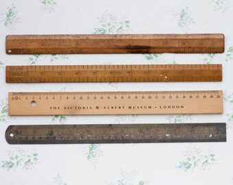Vintage Rulers - Instant collection of 4 - Wood and metal