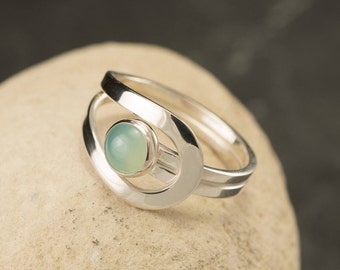 Aqua Chalcedony Ring - Blue Gemstone Ring - Sterling Silver Ring - Aqua Mint Stone Ring -Sea Foam Green