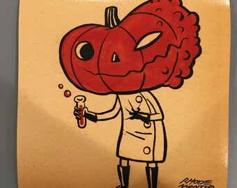 Vintage Style Halloween 8 x 8 inch PRINT by Rhode Montijo- DR. JACKYLL