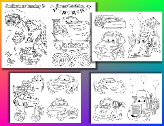 Disney Cars Birthday Party coloring pages activity book PDF