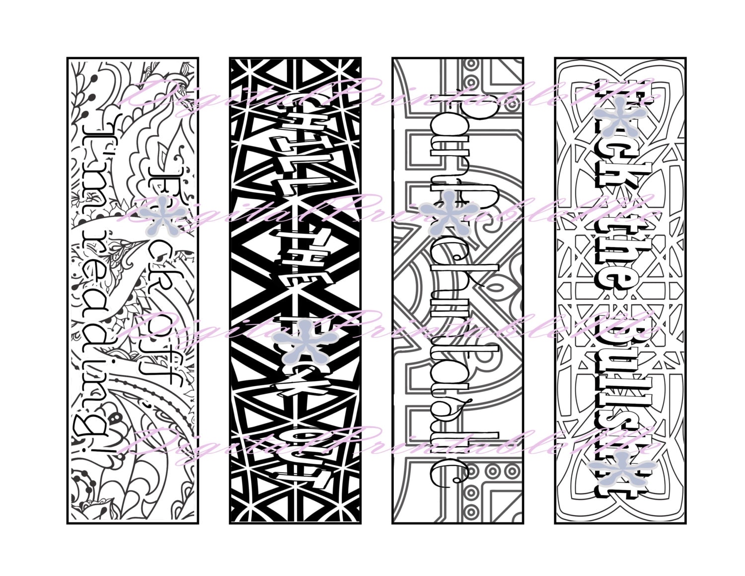 printable bookmark swear coloring page book mark mature adult