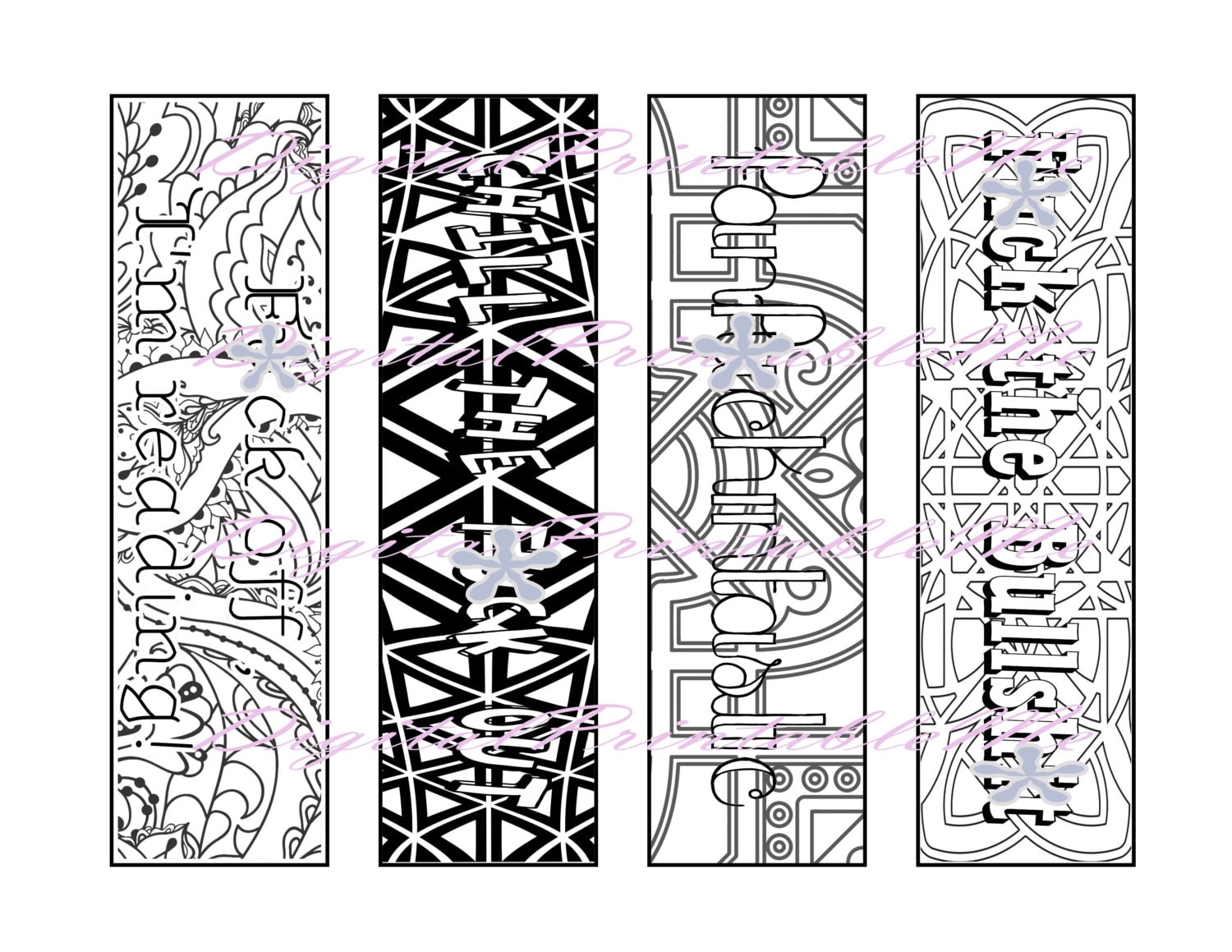 printable bookmark swear coloring page book mark mature adult