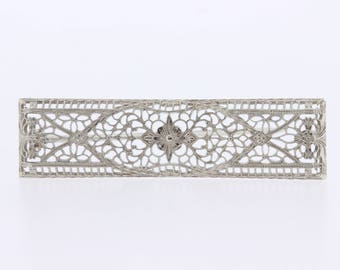 1920s 10K Floral Filigree Brooch