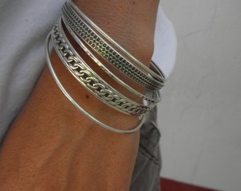 Set van 5 sterling silver bangle armbanden