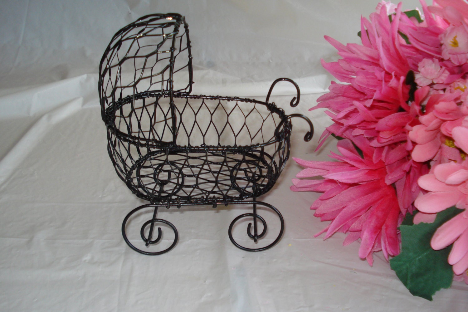 Antique Mini Wire Baby Carriage Pram Great For Baby Shower Il Fullxfull Antique Mini Wire Baby Carriage Pram
