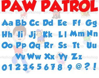 Paw Patrol font svg - Paw Patrol font svg - Paw Patrol font digital clipart for Design or more, files download svg, png, dxf