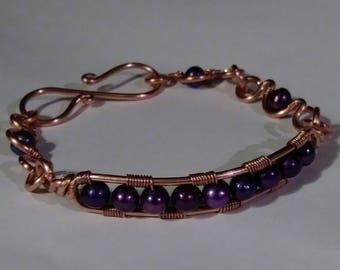 Copper and Freshwater Pearl Bracelet.