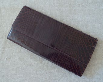 Brown snakeskin vintage 1960s clutch bag