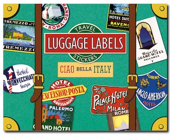 Travel Stickers - Italy - Venice - Rome - Florence - Naples - Pisa - all over the country - Luggage Labels - 20 in Color - Laughing Elephant