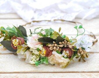 Wedding flower Hair wreath Flower halo Bridal Crown Woodland wedding Wedding hair accessory Flower girl bridesmaide Wedding flower crown